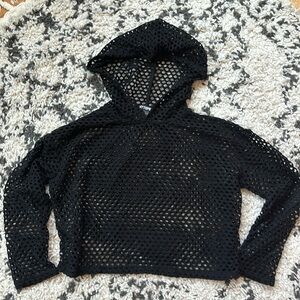 Hot Topic black mesh cropped hoodie